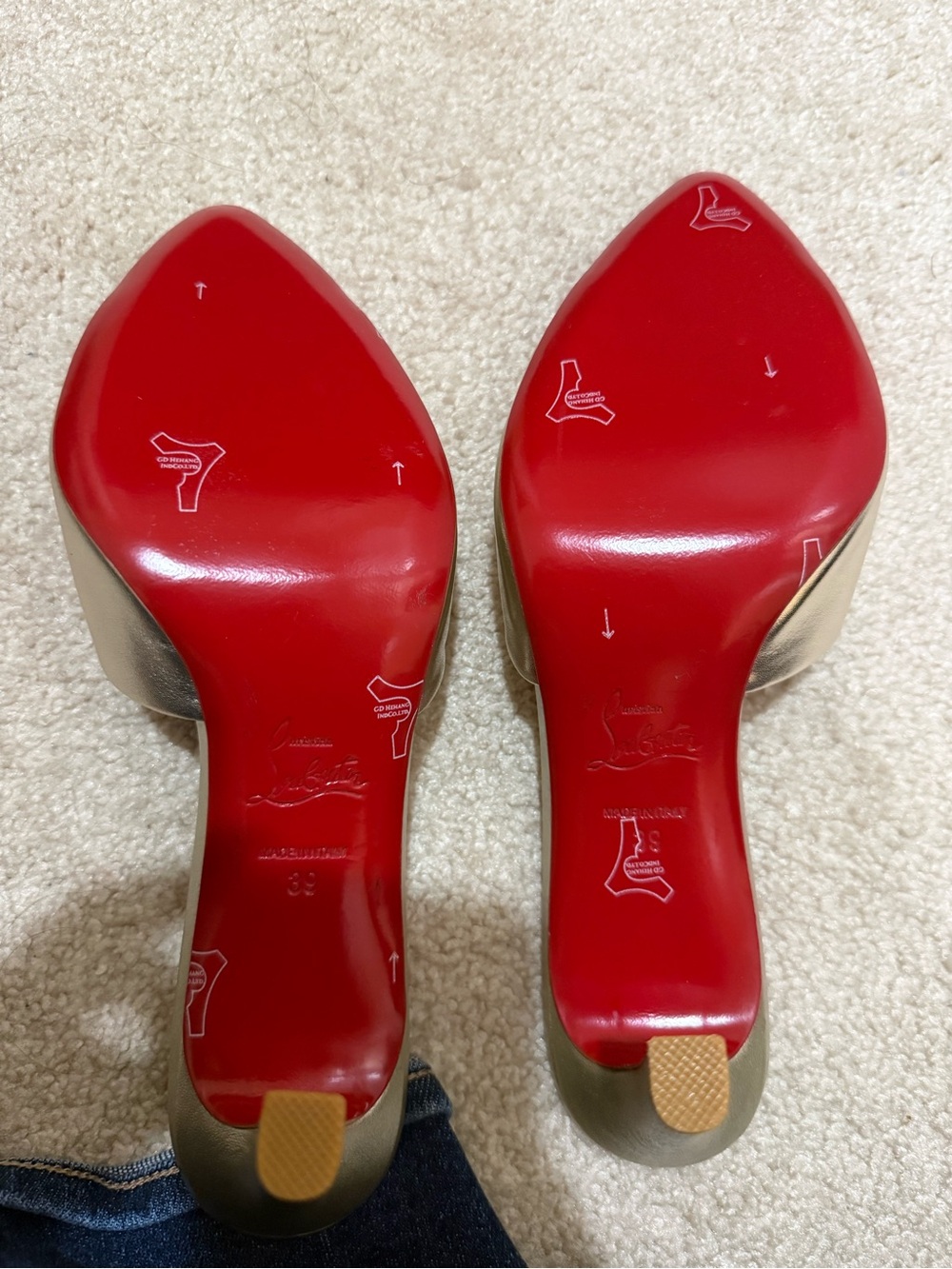 Metallic Champagne Crossband Pointed Slide Mules - Picture 2 of 3